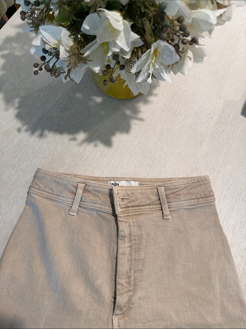 Zara Neutral Taupe High-Rise Jeans